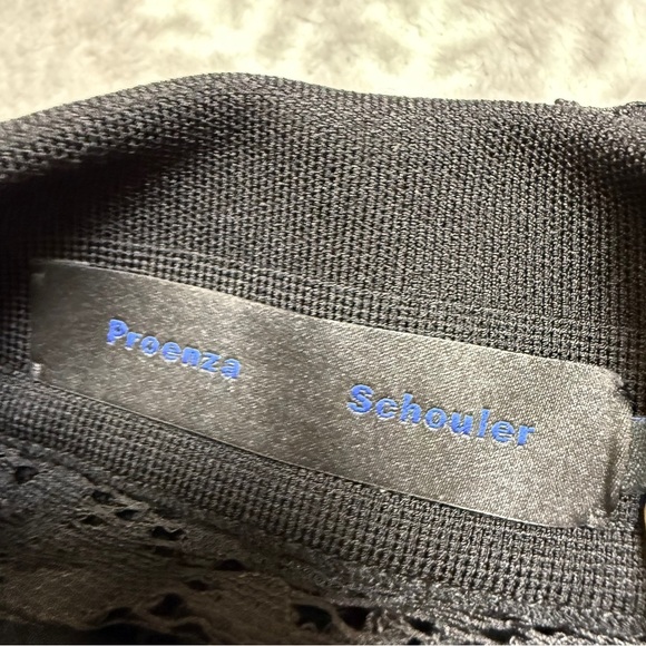 Proenza Schouler Floral Lace Shirt Size 6 Black Blouse New Pointed Collar - Picture 8 of 10